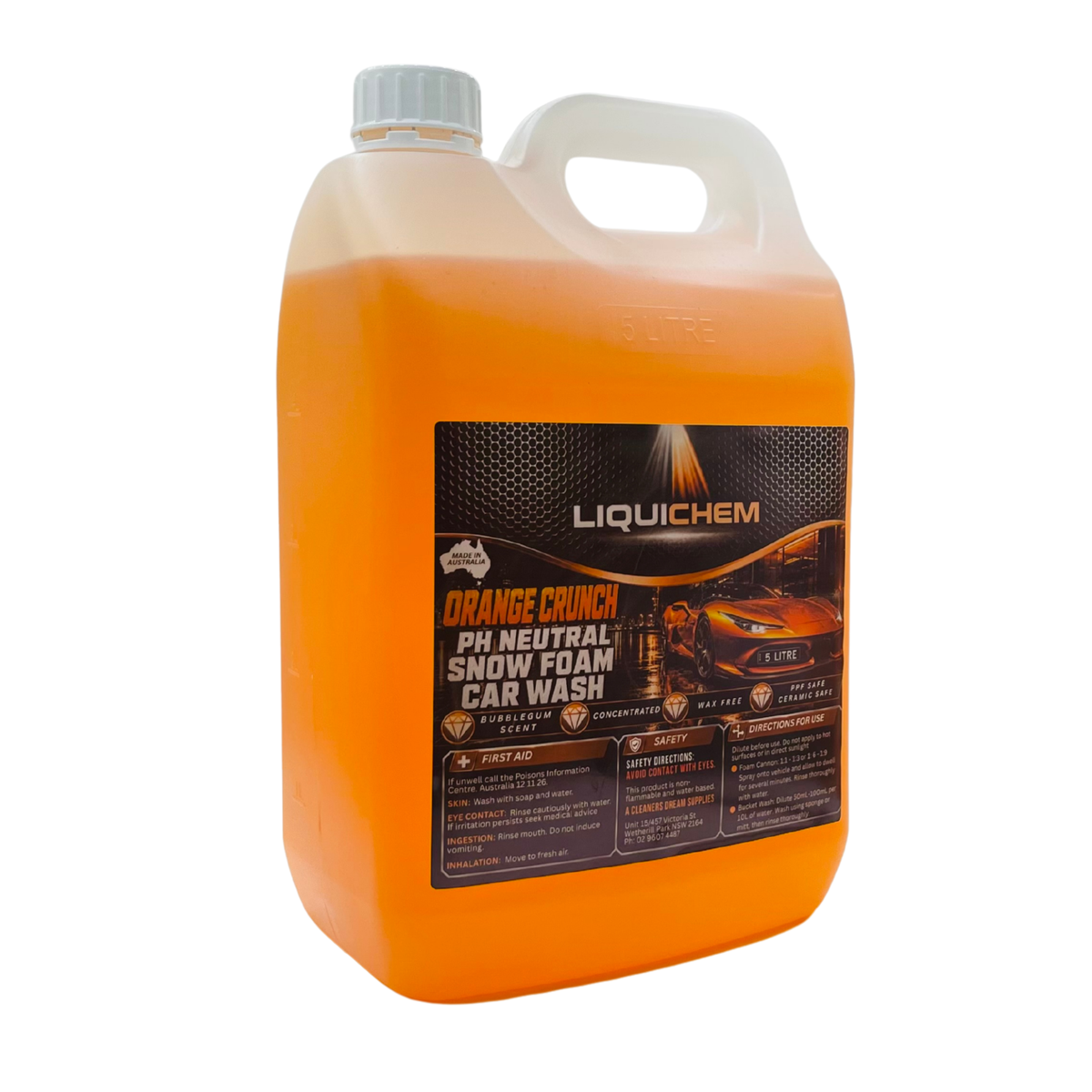 Liquichem Orange Crunch pH Neutral Snow Foam Car Wash 5L image 2